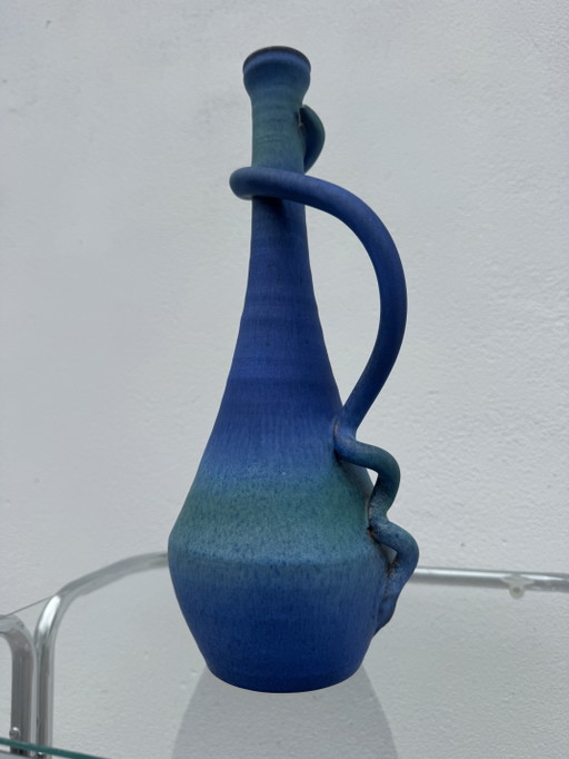Vaso in ceramica vintage con sfumatura blu