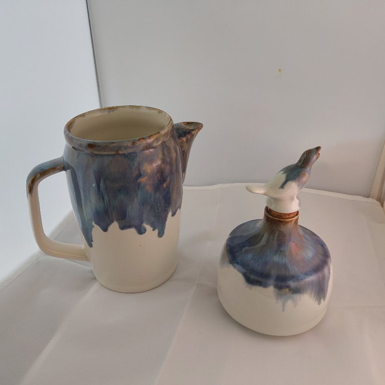 Image 1 of Pastis carafe set with bird. The Pastis can be poured through the beak.