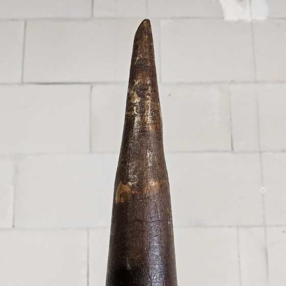 Image 1 of Candeliere antico in legno del XIX secolo, stile giacobino, a spirale, per grande chiesa (altezza 166 cm).