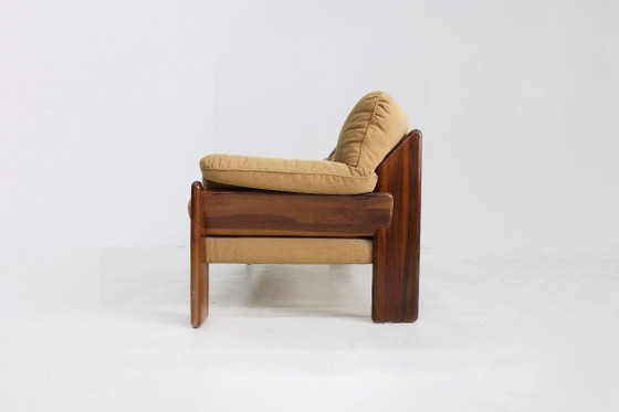 Vintage 3 seater sofa by Mario Marenco for Mobilgirgi, Mobil Girgi, Couches, Textile, Wood, Yellow, 1970 (photo 6 of 11)