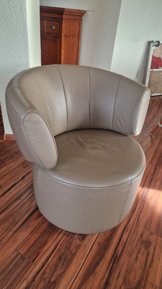 Rolf Benz Drehsessel aus taupefarbenem Leder, Drehstühle, Modern (Foto 2 von 7)