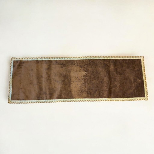 Chemin de table vintage Bayer Textilfaser – dralon® – Marron avec bordure dorée – 107 × 36 cm