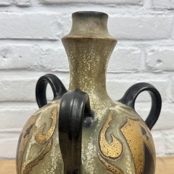 Image 1 of Roger Guérin - Brocca in ceramica Art Déco a quattro manici - Carte da gioco