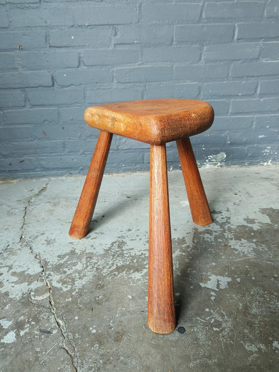Tabouret vintage en chêne des années 60 - tabouret dans le style de Perriand – Bois (photo 4 of 14)