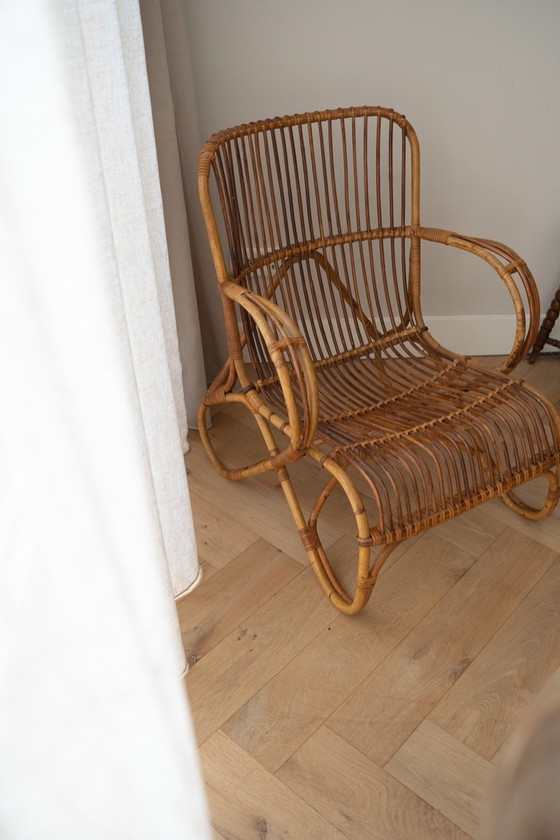 Image 1 of Rotan Lounge Stoel Van Dirk Van Sliedregt Voor Rohé