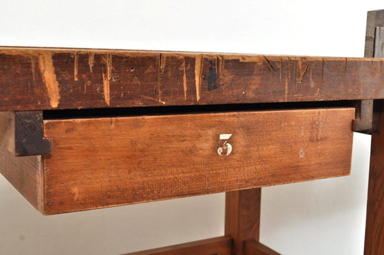 Image 1 of Vintage Beuken- en Eikenhouten Werkbank Nooitgedagt / Dressoir