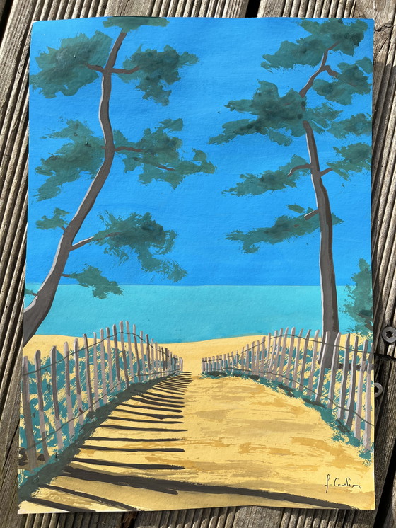 Image 1 of Gouache sobre papel, enmarcado. 30x21cm.