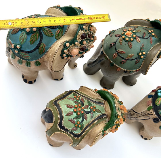 Image 1 of Four handmade elephant figurines – Brazil – folk art – 20th century