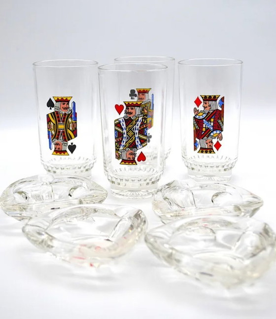 Image 1 of Juego de bar de póker y casino "Bridge" – 4 vasos y 4 ceniceros en su caja original