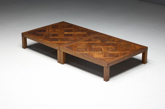 Image 1 of Brutalistischer Parkett Couchtisch, Frankreich, 1970er