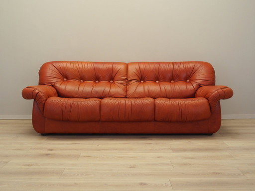 Rode leren bank, Italiaans design, jaren 70, fabrikant: PelleRossi