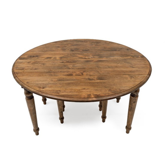 19e-eeuwse Toscaanse iepenhouten uitschuifbare ronde eettafel met vijf bladen – Wood (photo 11 of 13)