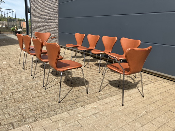 Image 1 of Fritz Hansen series 7 Butterfly chairs in Cognac leather NEW!!