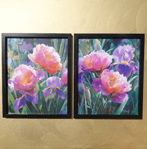 Image 1 of Peonies B104 - diptych - framed canvases