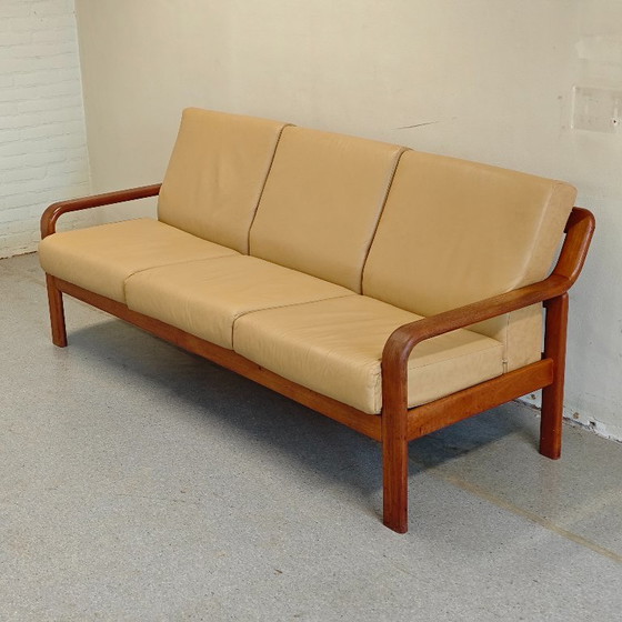 Divano vintage a 3 posti L. Olsen En Søn Møbelfabrik – Divani 3 posti, Leather, Wood (photo 5 of 11)