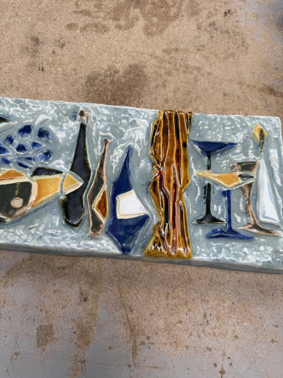 Image 1 of Helmut Friedrich Schäffenacker – Relief mural en céramique « Nature morte » – Formé à la main – Allemagne ca. 1960-1970