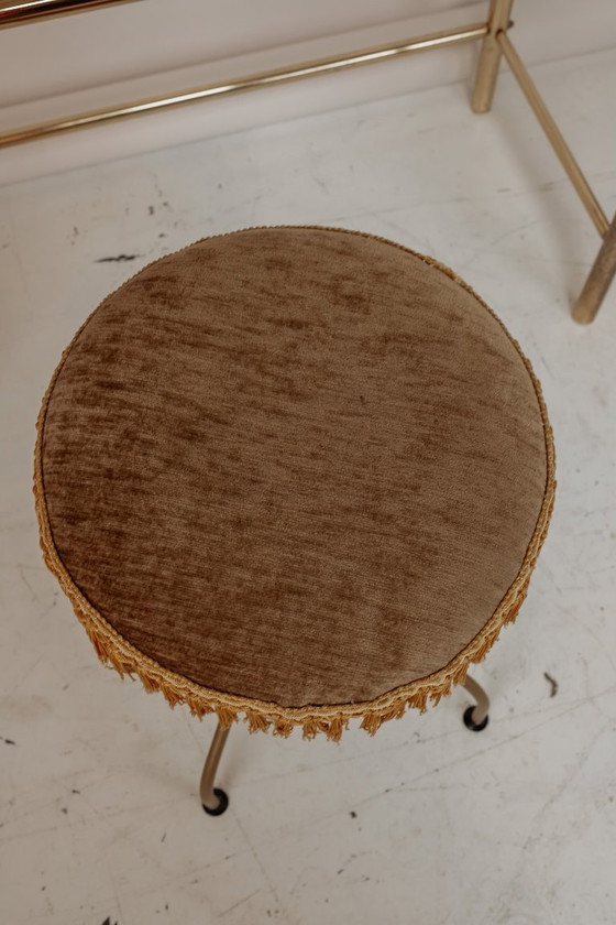 Image 1 of Vintage brass vanity table with stool