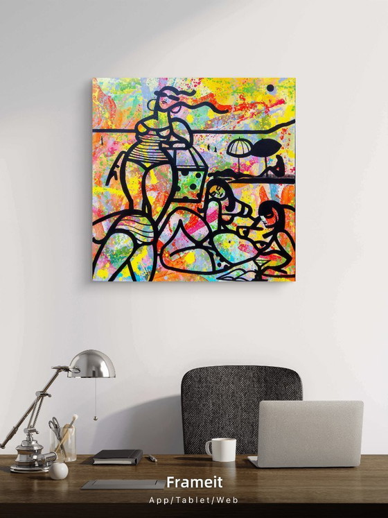 Image 1 of Acrylic painting "rainbow beach" 100x100cm