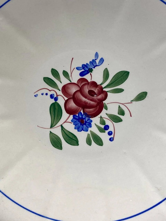Vintage Earthenware Deep Dish – Hand-Painted Pink Design – Digoin Sarreguemines – 1930s-1940s (photo 2 of 4)