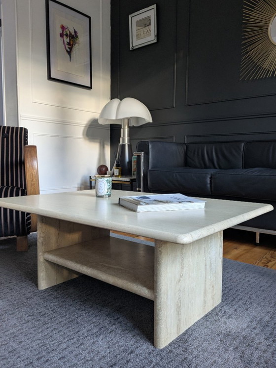 Image 1 of Tavolino da caffè vintage in travertino italiano