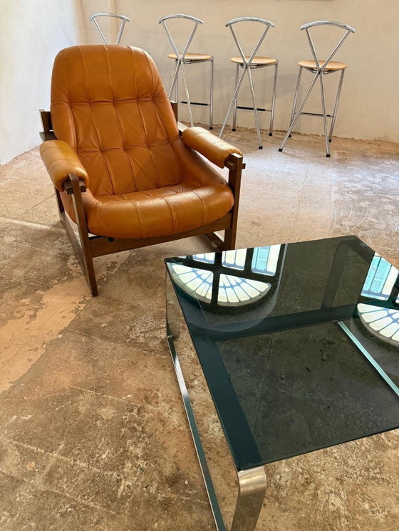 Image 1 of Percival Lafer, cognac fauteuil, MP -173, Brazilië, jaren 1970