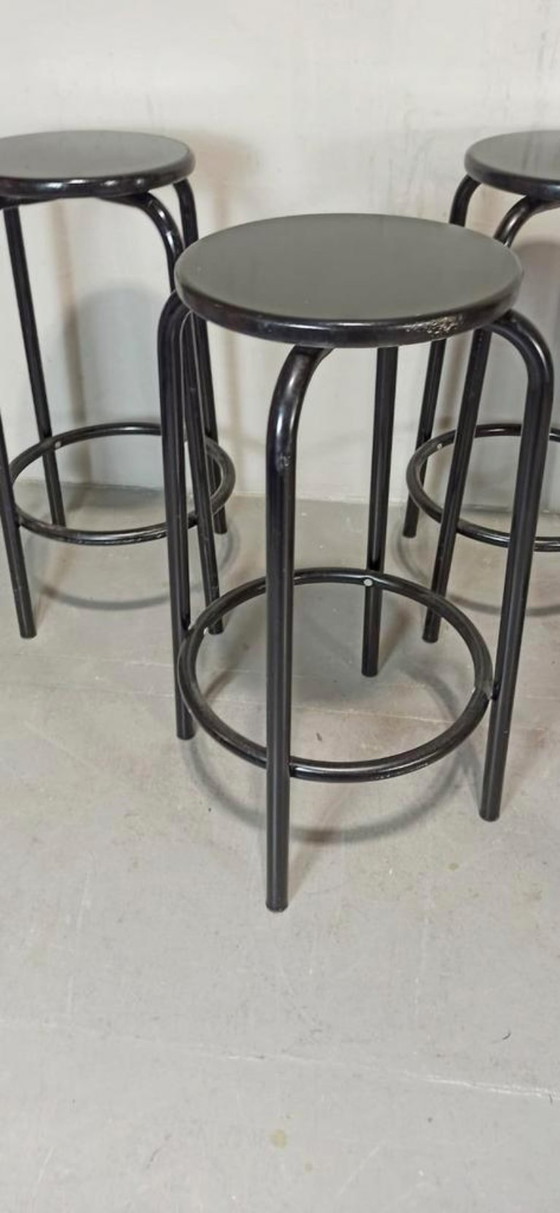 4 x tabourets de bar ronds noirs vintage – Wood (photo 3 of 14)