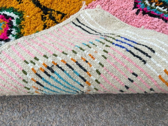 Image 1 of Handmade Moroccan Wool Rug: Tribal Geometric Design with Tassels