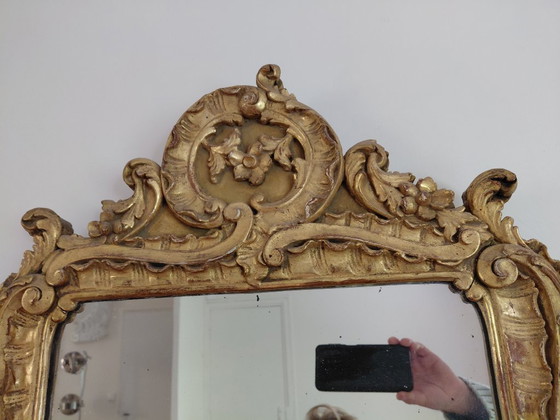 Image 1 of specchio in legno dorato del XIX secolo