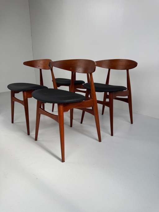 Set van 4 CH33 eetkamerstoelen, Hans J. Wegner, Denemarken, jaren 1950