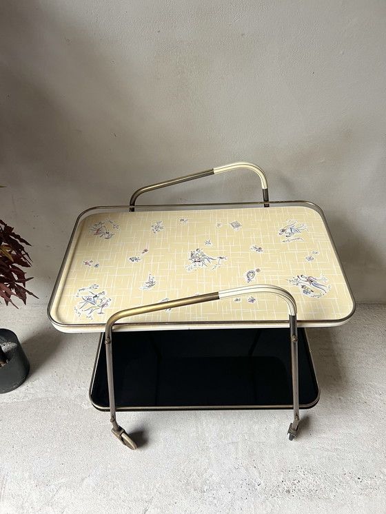 Image 1 of Serving trolley bar cart 1950s/60s with glass shelves