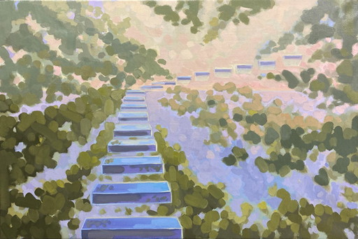 Stairs, oil painting, 120 x 80 cm, Sandra Kolondam