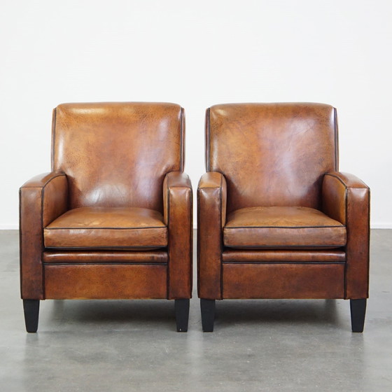 Image 1 of 2 X Armchair Gemaakt Van Schapenleer 