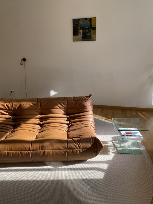 Ligne Roset - Togo - 3-Seater Sofa - Cognac Brown Leather