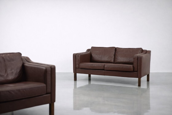 Image 1 of Divano vintage in pelle marrone, stile scandinavo moderno di metà secolo, anni '70