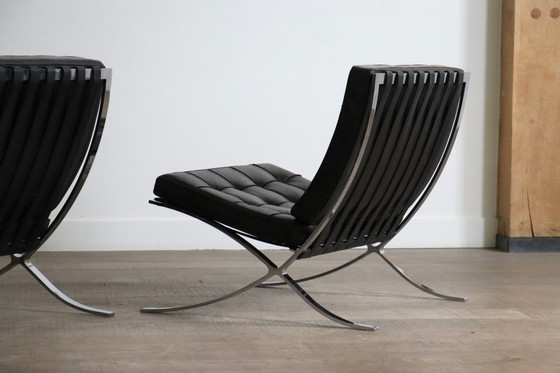 Image 1 of Pair of Barcelona Chairs by Ludwig Mies van der Rohe for Knoll, 1960s