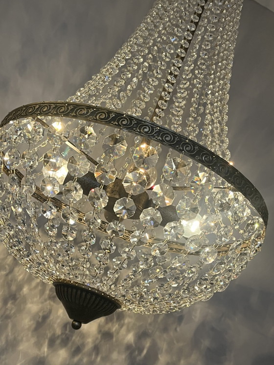 Lustre Sac XL Suspension Cristal Cadre Couleur Bronze – Crystal (photo 7 of 10)