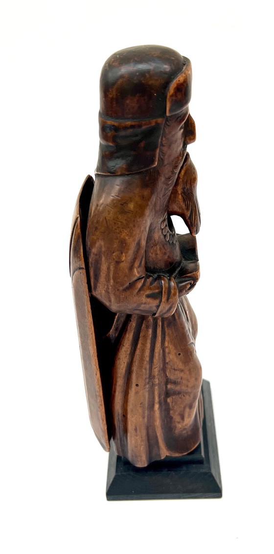 Image 1 of Handgeschnitzter Holz-Nussknacker in Form eines Mönchs – ca. 22 cm – frühes bis mittleres 20. Jahrhundert