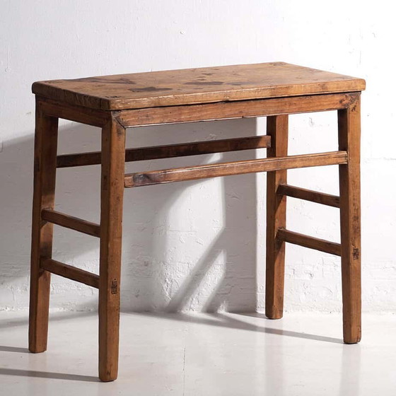 Antieke console tafel voor hal (ca. 1920), Hout, Bruin, Vintage (foto 10 van 19)
