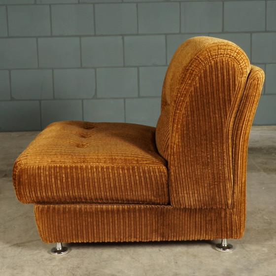 Image 1 of Midcentury modular sofa - brown rib fabric - 1970s