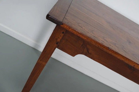 Image 1 of Antico tavolo da pranzo rustico francese in rovere, inizio XX secolo