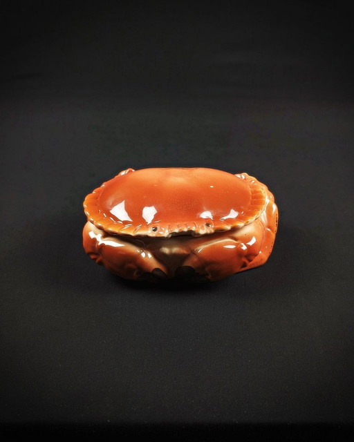 Terrine Crabe De Michel Caugant En Faïence Fabriqué au Portugal vintage 50s