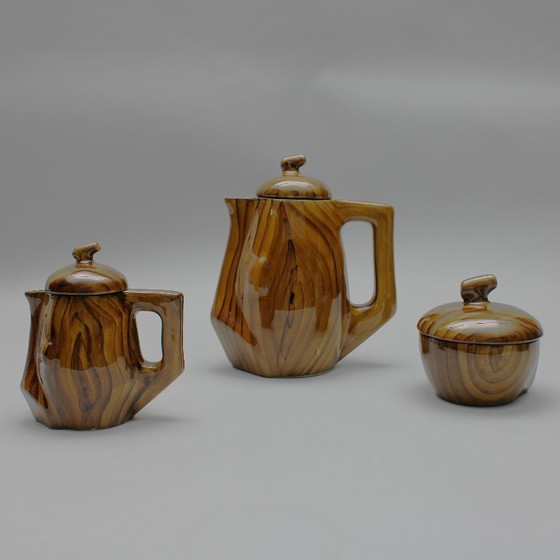 Image 1 of Eugène Grandjean - Vaisselle Faux Bois - Atelier Grandjean, Vallauris, France - années 1960 - marqué
