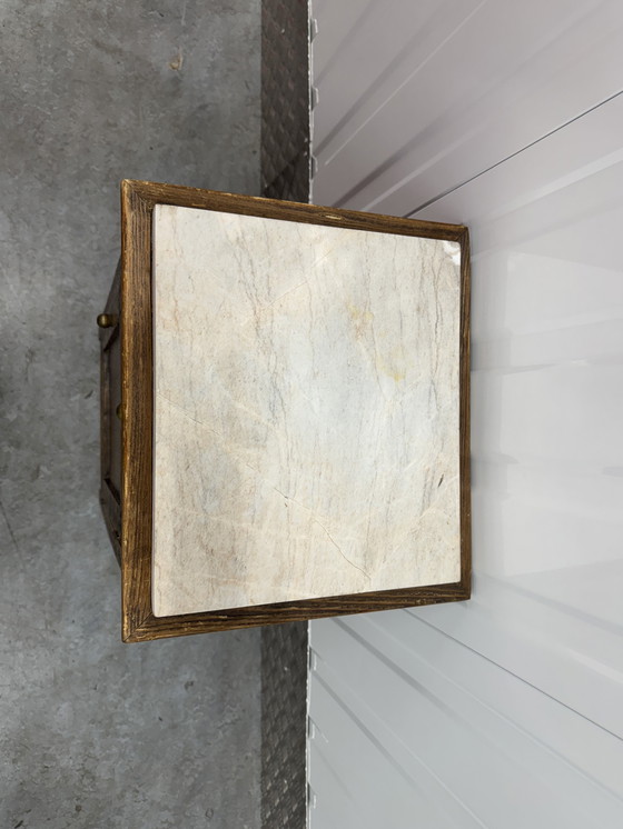 Image 1 of Art Deco Amsterdamse school nachtkast met marmer blad