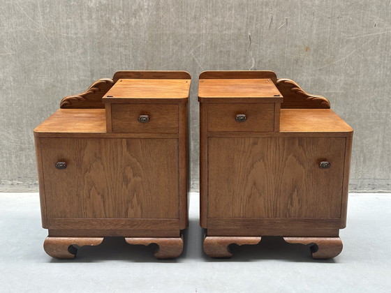 Image 1 of Juego de 2 mesitas de noche Art Déco / Art Nouveau