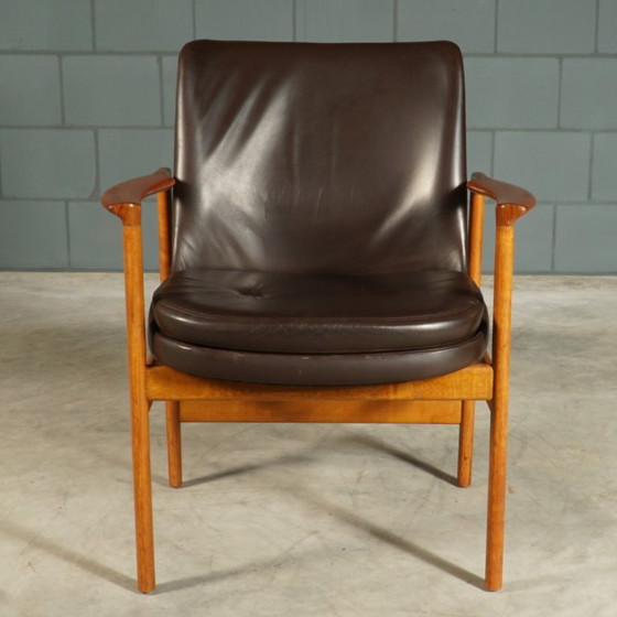 Fauteuils vintage – Ib Kofod Larsen – Fröscher – 1960 – Leather, Wood (photo 9 of 16)