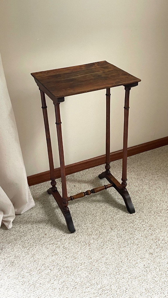 Image 1 of Antique Turned Wood Bedside Table