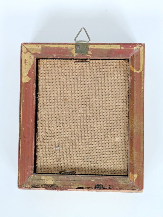 Image 1 of Pair of Small Italian Oil Paintings, Floral and Landscape, Gilded Wood Frames, Signed