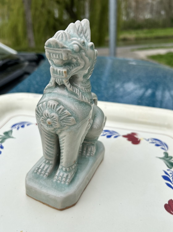 Image 1 of Celadon Foo dog guardian figure 