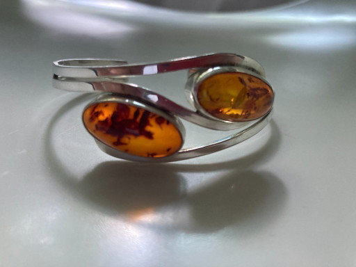 Zilveren barnsteenarmband (handgemaakt)