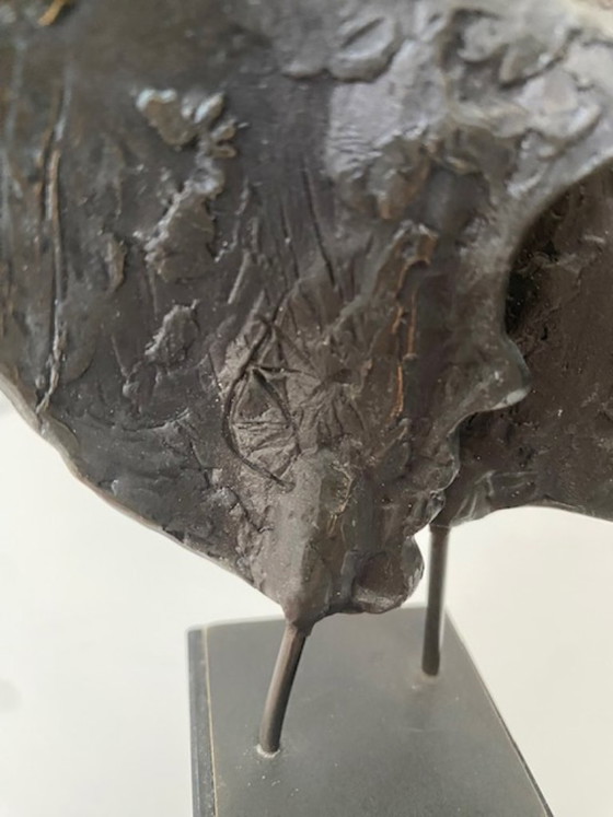 Bernadette Leijdekkers 1990 Prachtig Vormgegeven Sculptuur Van Twee Gezichten – Beeldhouwkunst, Bronze (photo 4 of 5)